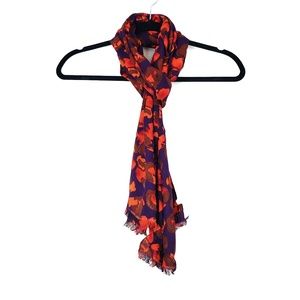 LOFT | Purple Orange Fallen Leaves Raw Hem Scarf